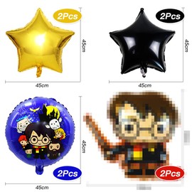 Birthday Balloons Children, Pack of 8 Balloons Brown Birthday Kit, 4 Pentagram Balloons Yellow Black, 2 Foil Balloons Round Blue, 2 Large Size Foil Balloons Birthday Decoration