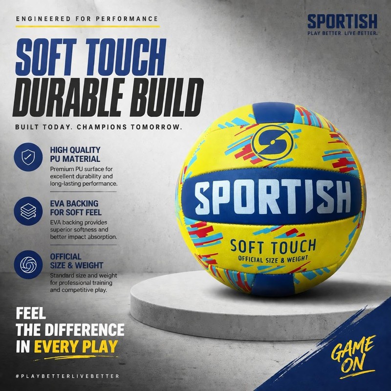 PU Volleyball – Machine Stitched Soft Touch Indoor Outdoor Training