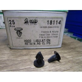 Auveco # 18114 Fits Honda Hood Insulation Retaining Clip 10mm Head Diameter 25pc