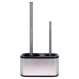 Blue Donuts Toilet Brush and Plunger Set with Holder, Sleek Minimalist Modern Stainless Steel Bathroom Accessories Toilet Plunger and Toilet Bowl Brush Combo