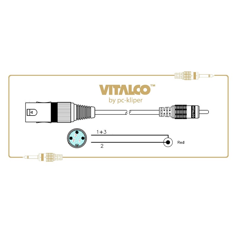 VITALCO XLR Male to RCA Mono Cable 1.5 m Microphone