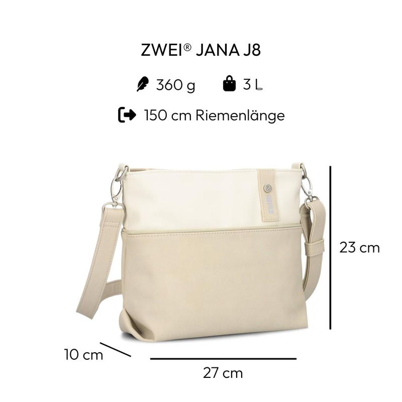 Zwei Jana J8 Women's Crossbody Bag 3 Litre Bi-Colour Canvas