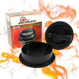 BBQ Dragon 3 in 1 Burger Press – Non Stick Hamburger Patty Maker for Sliders, Stuffed Burgers & Full Sized Patties – Easy to Use Burger Maker Mold, Dishwasher Safe Hamburger Mold & Grill Tool