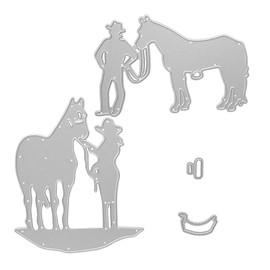 Metal The Lady Led The Horse Cutting Dies,The Man Led The Horse Die Cuts Embossing Stencils Template Mould for Card Scrapbooking and DIY Craft