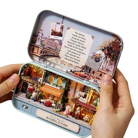 WDC 3pcs DIY House Box Theatre Dollhouse Miniature Scene Tin Box Toyhouse Kit Miniature Furniture Kit Toy House for Creative Valentine's Day Wedding Gift