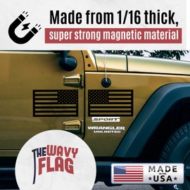 The Wavy Flag - American Flag Magnet - 12 x 7 Magnetic Flag for Cars and Trucks - 2 Pack (Forward and Reverse) - Proudly Made in The USA - Super Strong American Flag Decal - Magnetic American Flag