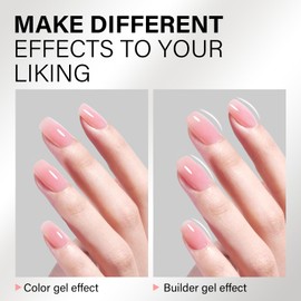 AILLSA Pink Builder Gel 7 In 1 Nude Hard Gel Polish for Nail Thickening Light Neutral Strengthener Gel Nail Polish Natural Color Sheer Extension U V Gel for French Manicure Base Coat Needed 0.51 Oz