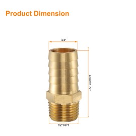 HARFINGTON 4pcs Brass Barbed Fitting 1/2" NPT Male to 3/4" Hose ID for Brew Pipe Fitting Direct Thread Tower Connector Durable Construction