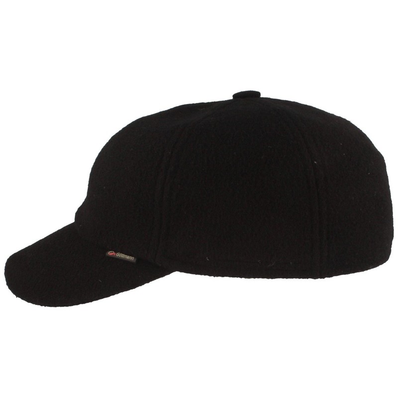 Gottmann Plain Baseball Cap with Ear Flaps, black