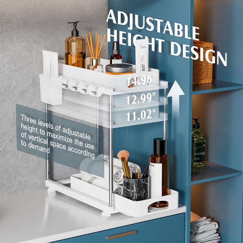 VERIFOST 2 Pack Under Sink Organizers and Storage, Double Sliding