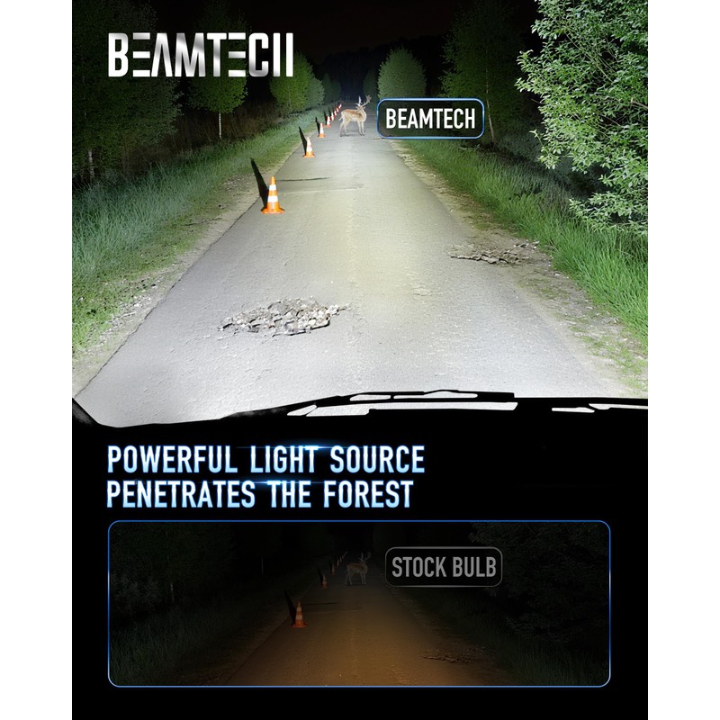 BEAMTECH H13 Bulbs, 900% Brighter Canbus Ready Light or Fog