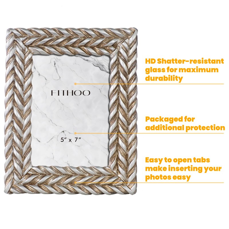 FIHOO 5 x 7 Picture Frame Spiral Rope Design Vintage