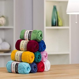 5 Skein (Pack) Total 8.8 Oz. Yarnart Begonia, 100% Mercerized Cotton, Each 1.76 Oz (50g) / 185 Yrds (169m), Fine Sport: 2, Blue - 0154