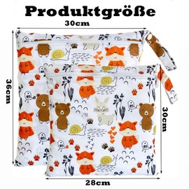 TRASUN Wetbag Nursery Wet Bag Nappy Bags Swimming Equipment Wet and Dry Changing Bag Pack of 2, Forest Animals2, M, Pack sack