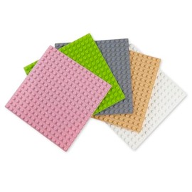 Baseplate Block Plates, Classic Compatible, 16 x 16 Pitch, Set of 5, Pink, Light Green, Light Grey, Beige, White