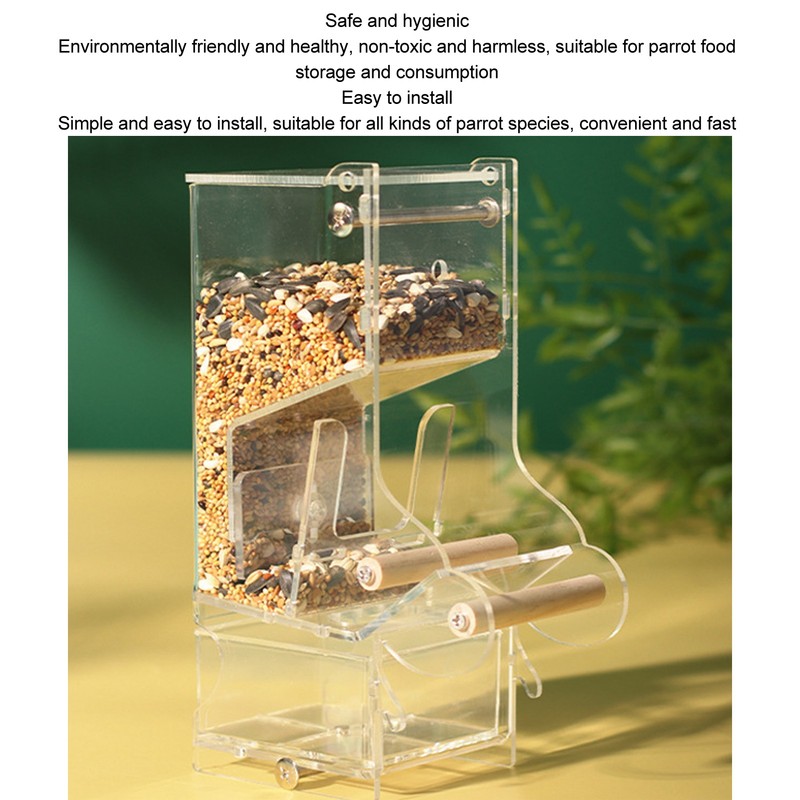 Automatic Parrot Feeder Prevent Spillage and Splashing Easy Installation Acrylic