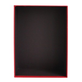 Emartbuy Rigid Gift Box, 29 x 21 x 9 cm, Textured Red Box with White Lid, Brown Interior and Red Satin Decorative Ribbon