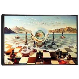 Salvador Dali Wall Art Dali Chess Mask on the Sea Framed Painting Canvas Art For Bedroom Livingroom Decoration Ready to Hang