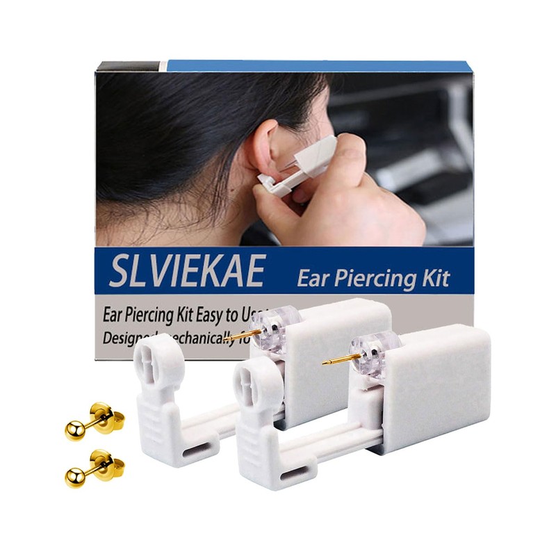 SLVIEKAE Ear Piercing Kit, 2-Pcs No Pain Easy Use at