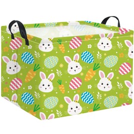 TIBAOLOVER Rectangular Easter Basket Easter Basket for Kids Baby Storage Basket Cute Toy Storage Bin Organizer Shelf Book Basket Easter Room Decor(Cute Easter Bunny)