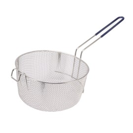 Frying Basket Stainless Steel Long Handle Reusable Rust Resistant Fry Net for Fish Chicken Nuggets Rubber Handle
