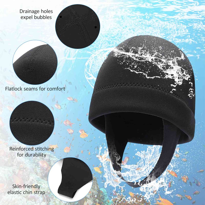 2mm Neoprene Snorkeling Cap UV Protection Warm Diving Hood Wetsuit