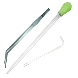 Fecsam 50ml Manual Coral Fish Feeder/Water Changer/Waste Remover Clean Tool with Extension Pipe and 15inch Aquarium Tweezer for Fish Tank Cleaning, Aquatic Pipette Dropper Gravel Cleaner Siphon