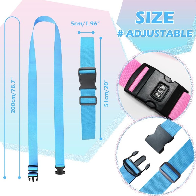 Aieino Lockable Luggage Straps 4 Pack, Heavy Duty Suitcase Straps