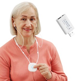 Wireless TV Headphones for Seniors, Pocket Talker for Seniors with Mini-USB Transmitter, 15 Hours Playtime, 100 FT Range, Plug and Play & Strong Compatible & No Delay(White)