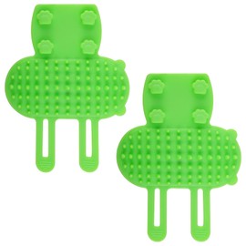 2pcs Self Cleaning Cat Brush, 2-in-1 Tickling Comb Cat Massage Brush Pet Artifact Adjustable Silicone Kitty Grooming Shedding Brush Cat Corner Scartcher Groomer for Short/Long Hair Cats Dogs (Green)