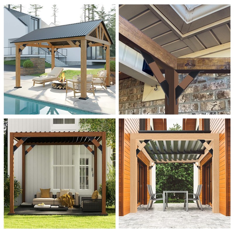 4 Pcs Pergola Brackets, 45-Degree Angle Bracket. Specially for Reinforcing