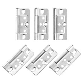 sourcing map 6Pcs 3x1.4 Inch Door Hinges Non-Mortise No Noise Bifold Door Hinges Plating for Cabinet Furniture Window Wardrobe, Silver Tone