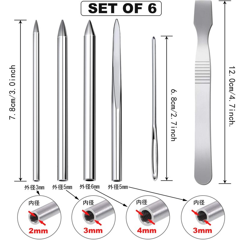 Paracord Needle Set of 6 Stainless Steel Needles Sewing Tools