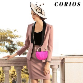 CORIOS Women's Evening Bag Glitter Handbag Sparkling Clutch Bag Wedding Bridal Purse Shoulder Bag Shiny Shoulder Bag Cocktail Party Prom Bag for Women, rose, clutch