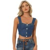 Allegra K Women's Denim Corset Tops Sleeveless Bustier Jeans Crop