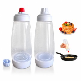 2 Pack Pancake Batter Dispenser Bottle with Whisk Ball, 1000ml Each