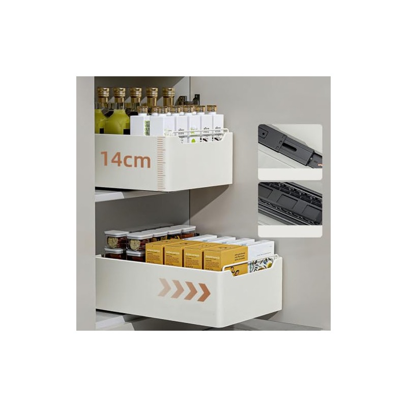Extendable Kitchen Drawer, Extendable Kitchen Organisers, No Drilling, Metal Kitchen