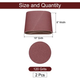 uxcell 2pcs 8" x 19" Sanding Belts 120 Grits Aluminum Oxide Abrasive Belt Sander Paper Sanding Papers for Metal Wood Grinding Polishing, Reddish Brown