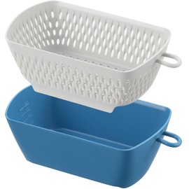 Akebono Sangyo MZ-3536 Colander Ball Chilitori Colander Bowl, Kaku, Blue, Made in Japan
