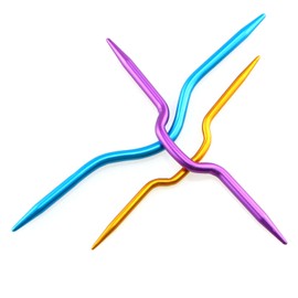 Tegg Knitting Accessories 9PCS Aluminum Cranked Cable Needles U-Cable Stitch Holders Yarn Stitch Holders for Knitting Crochet Projects