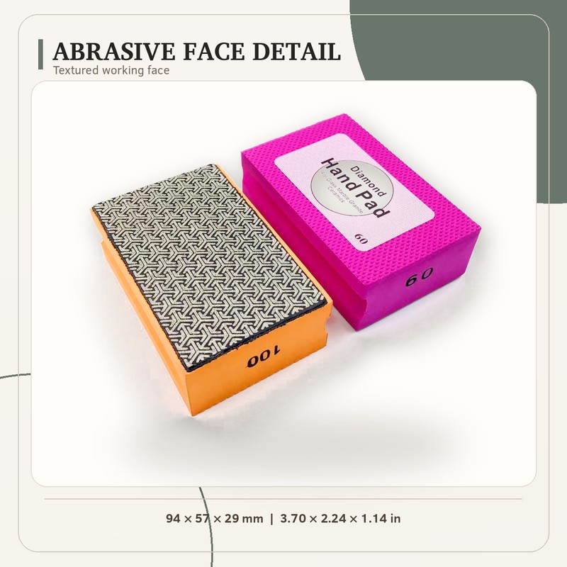 Diamond Hand Polishing Blocks, 60-400 Grit - Single Pad or
