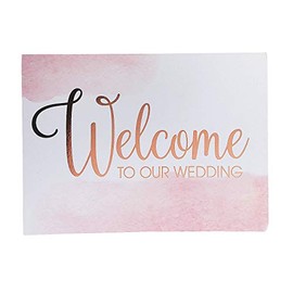 Fun Express Copper Foil Welcome Sign - Elegant Wedding & Party Decor - Perfect for Wedding Receptions Celebrations and Special Events - Stylish and Eye-Catching Welcome Decoration - 1 Piece