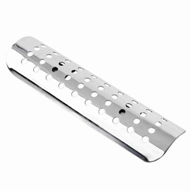 Universal Motorcycle Hole Heat Shield Straight Exhaust Pipe Cover Guard Safety for Choppers Cruisers Cool Stylish Design Metal Steel Black (Silver)