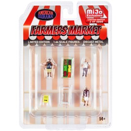 American Diorama Farmers Market 6 Piece Diecast Set (3 Figures and 3 Accessories) Ltd Ed to 4800 pcs Worldwide for 1/64 Scale Models AD-76501MJ