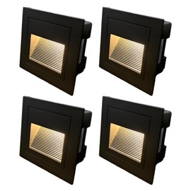 HAGICBEE LED Step Lights 120V Dimmable LED Indoor Outdoor Step Light,4-Pack,3000K Warm White,Stair Light, Aluminum Die-Casting, Black