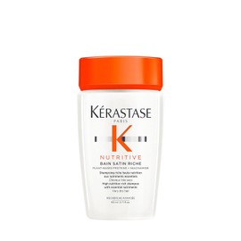 KÉRASTASE Bain Satin Riche | Shampoo para Cabello Muy Seco | Limpia Profundamente, Restaura la Nutrición e Hidrata el Cabello | Con Proteínas de origen vegetal y Niacinamida | Tamaño Viaje 80ml