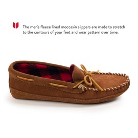 Minnetonka Men's Double Bottom Fleece Slipper, Brown, 12 W US