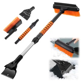 Hejo Snow Brush and Ice Scraper for Car Windscreen, 3-in-1 Removable Windscreen Scraper, 80cm Extendable Handle and 180°Rotatable Car Scrape and Snow Brush, Strong Snow Scraper for Car, SUV, Trucks