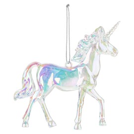 VFM e-Store - Christmas Tree Decoration Iridescent Acrylic Unicorn X 1 Stocking Filler Xmas Present Celebration Festive Winter Ornaments - 12cm Iridescent