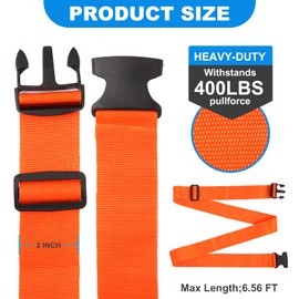 Pwkauka 4 Pack Luggage Straps, Adjustable Travel Suitcase Belt Secure Lock Straps to Prevent Bursting, for Suitcases Briefcase & Travel Bags, Extends Life of Bag, 40''-78'' Length (Orange)